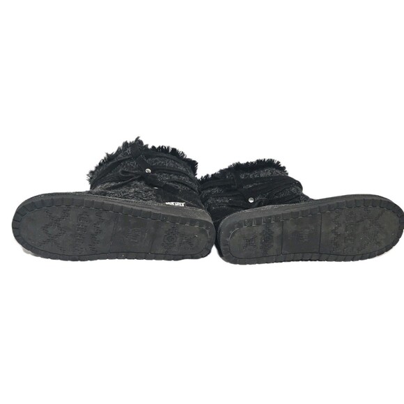 Muk Luks Boots Camila Women Size 9 Black Faux Fur Lined Knit Booties - Picture 6 of 11